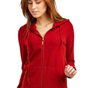 Sofra Women's Cotton Lightweight Zip Up Hoodie Sweater HDC7000 Red